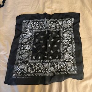 Silk Black and White Paisley Bandana